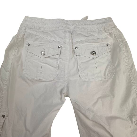 INC White Cargo Utility Pants Bling Buttons Zip Front Drawstring Waist - Picture 7 of 16
